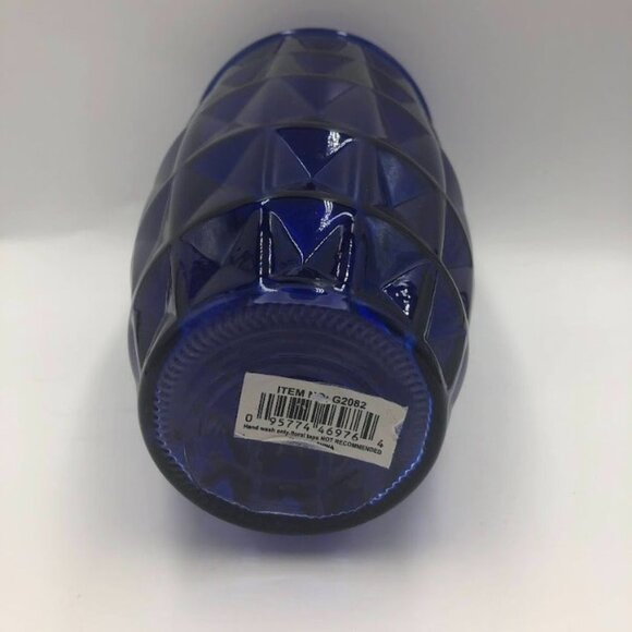 Vintage Cobalt Blue Glass Flower Vase Indoor Tabletop Décor Diamond Pattern - Picture 7 of 10